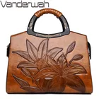 Женская сумка через плечо, дизайнерская винтажная кожаная сумка с тиснением в китайском стиле