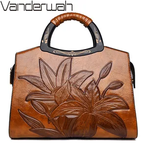 Женская сумка через плечо, дизайнерская винтажная кожаная сумка с тиснением в китайском стиле