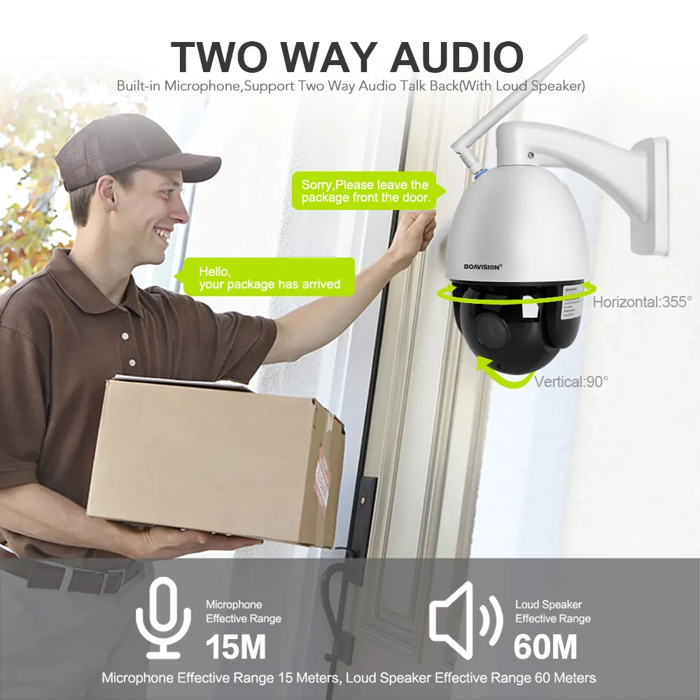 Скоростная купольная IP камера 1080P PTZ с Wi Fi двухстороннее аудио уличная