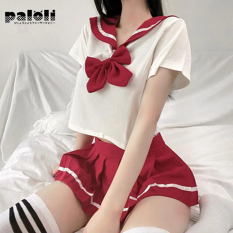 Японская школьная форма для девочек синий и красный студент Косплэй костюм