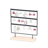 metal earring display holder wooden base jewelry ear stud storage shelf earring organizer women birthday gift
