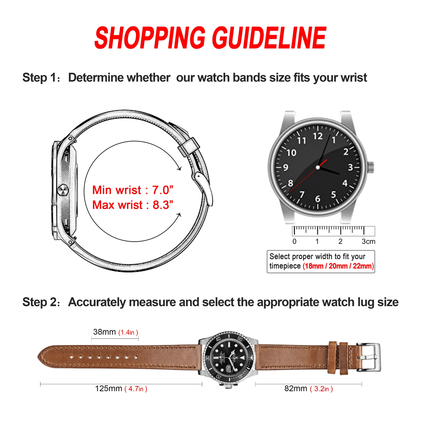 High Quality Horween  Genuine Leather Straps Brown Soft Wrap Handmade Horse Leather Watch Bands 18mm 20mm 22mm