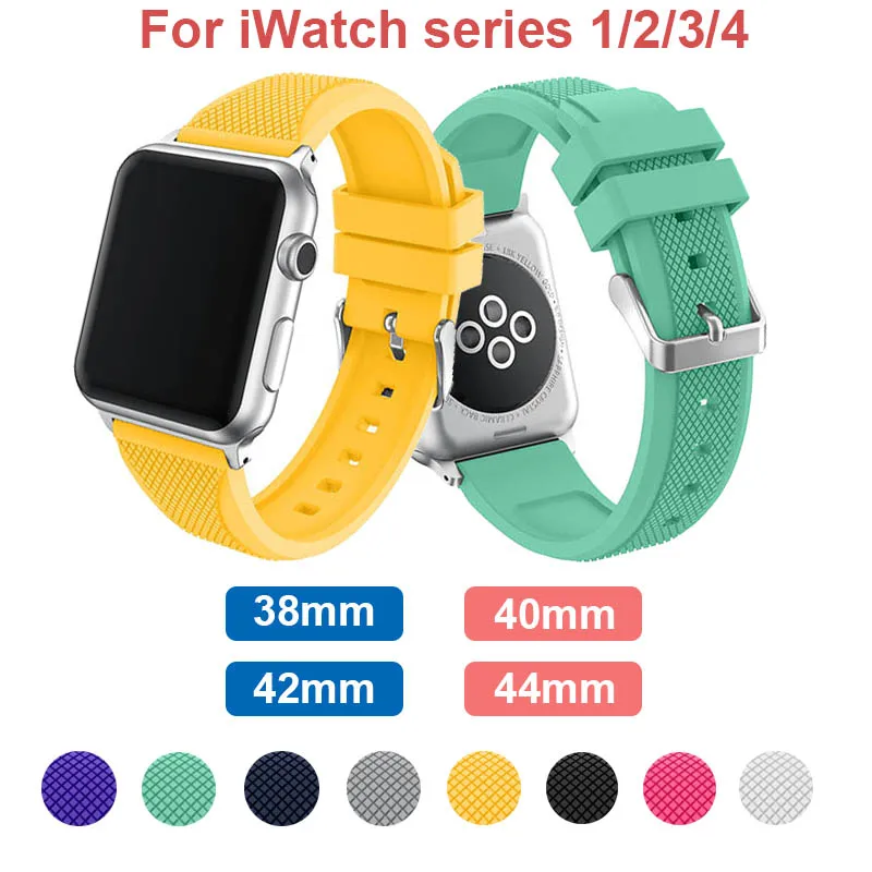 Ремешок силиконовый для Apple Watch Series 1 2 3 4 38 мм 42 браслет наручных часов 40 44