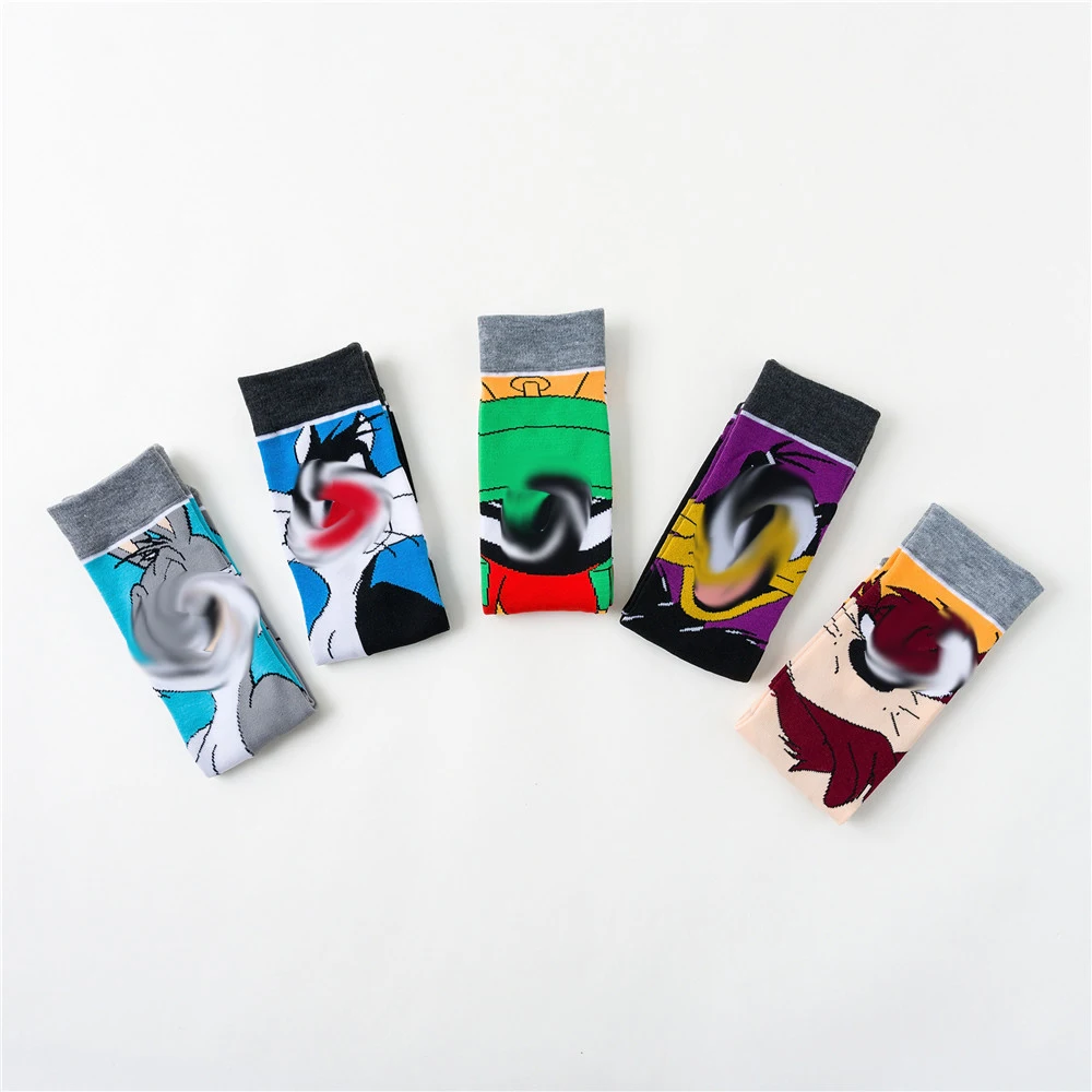 

Cartoon Anime Socks Men Cute Rabbit Duck Dog Cat Novelty Funny Calcetines for Men Skateboard Sport
