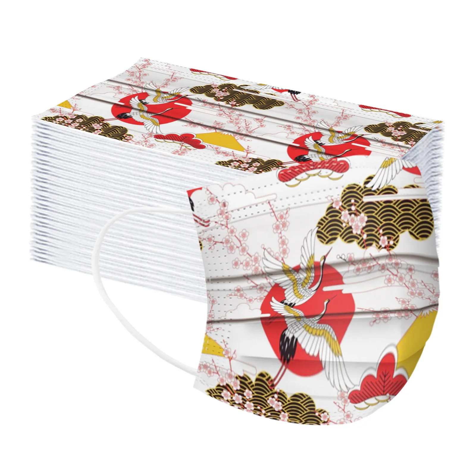 50 шт. одноразовая маска для лица с цветочным принтом дышащая 3 слоя слоев фильтр