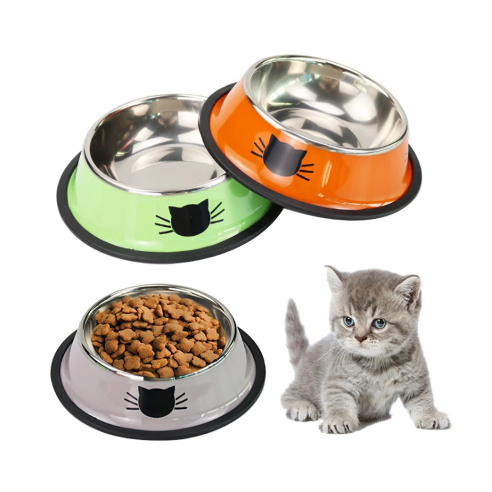 

2PCS Washable Stainless Steel Pet Bowl Easy Clearing Resistant To Corrosion With The Rubber Circle Of AntiSkid