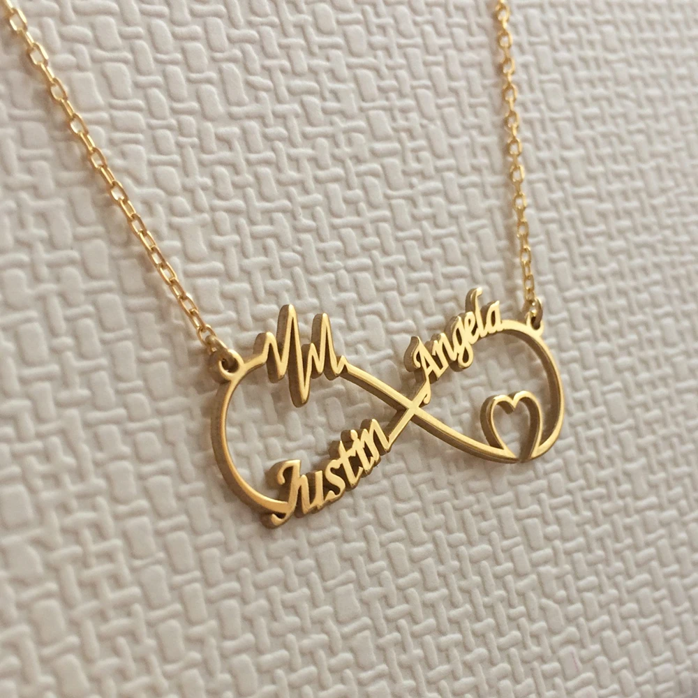 Персонализированные Бесконечность имя персонализированные ожерелье сердце