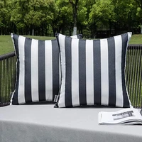 2pcs outdoor waterproof throw pillowcase decorative stripe pillow covers lumbar pillowcases for patio couch bench 45x45cm white