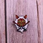 Жесткая эмалированная брошь с изображением маски волка из аниме-фильма