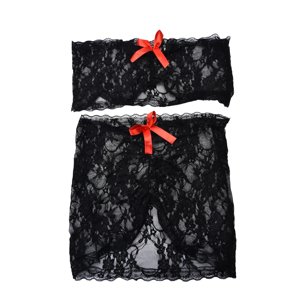

Sexy Lingerie Hot Black Red Temptation Lave Bra+skirt Erotic Lingerie Babydoll Costumes