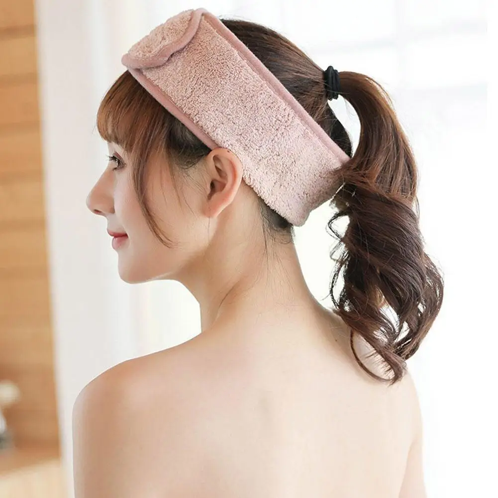 

1pcs Self-Adhesive Headband Spa Makeu Yoga Sports Headband Coral Absorbent 6 Sweat Colors Washing Fleece Headband Face Hood H1G9