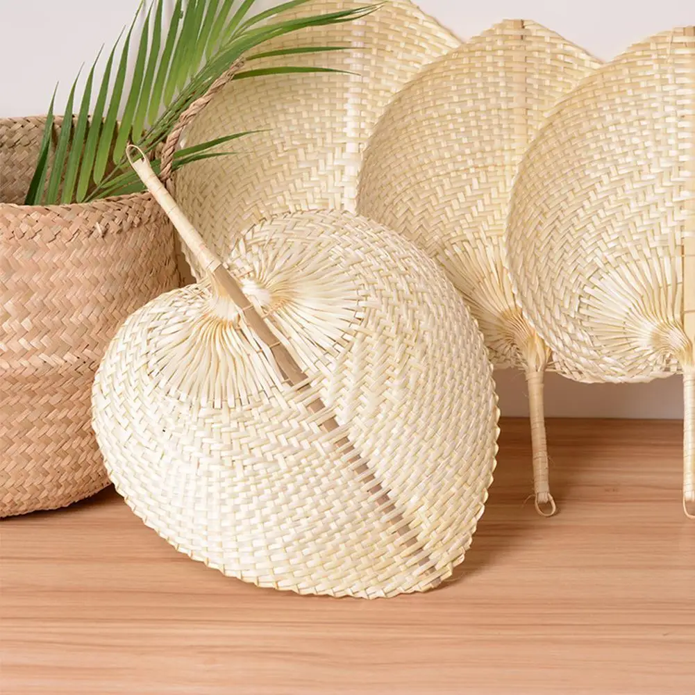 

1pc Summer Cooling Fan Pure Natural Handmade DIY Heart Shaped Bamboo Woven Fan Artificial DIY Woven Cooling Fan Home Decoration
