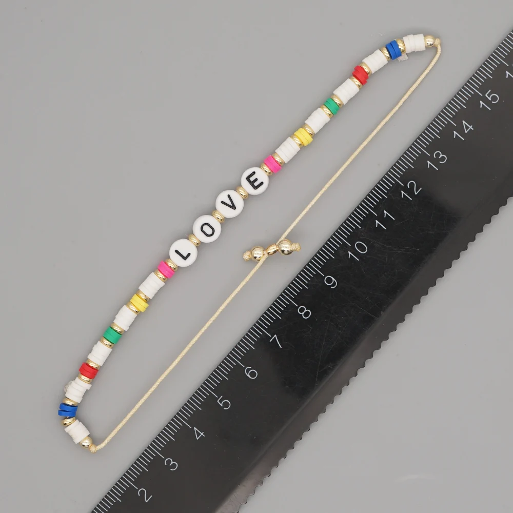 Браслет Go2Boho с надписью Love для женщин модные ювелирные изделия браслет Heishi