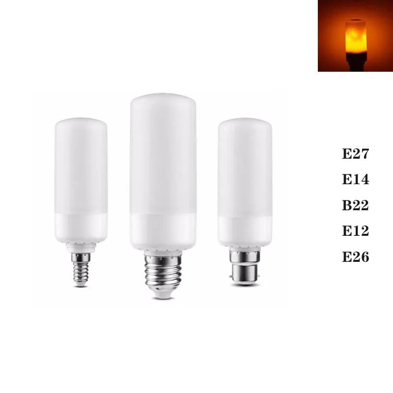 

2021 New LED Dynamic Flame Effect Fire Light Bulb E14 B22 E27 E12 E26 LED Corn Bulb Creative Flickering Emulation 5W LED Lamp