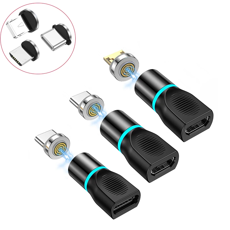 

Magnetic Adapter Type-C Micro USB Lighting Adapter Converter For Xiaomi IPhone Samsung Connector Support Charging Data Transfer