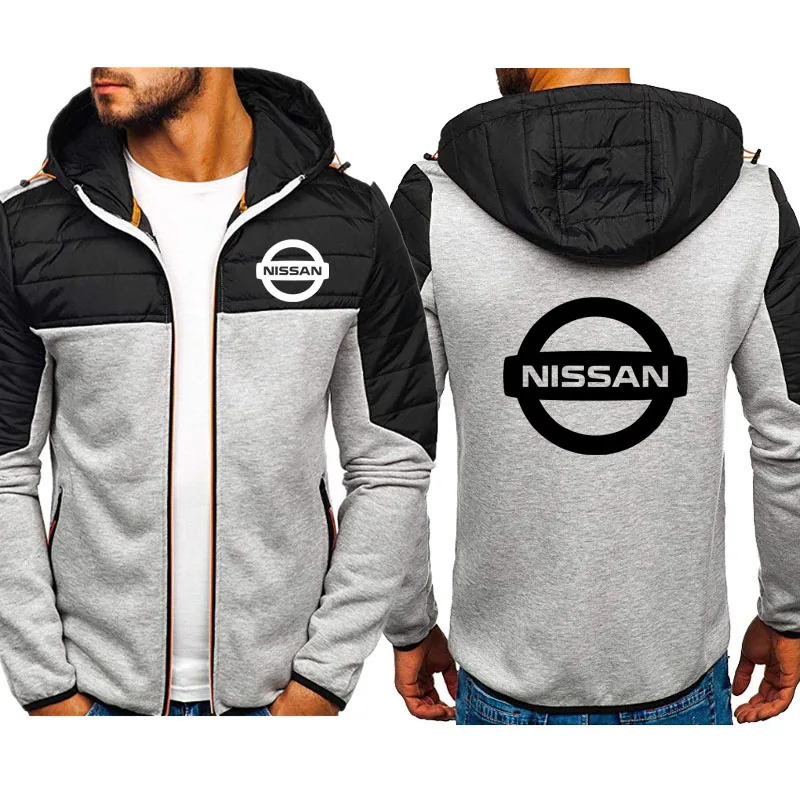 

Куртка мужская теплая большого размера, спортивная куртка с принтом логотипа автомобиля Nissan, с прострочкой контрастных цветов, Осень-зима