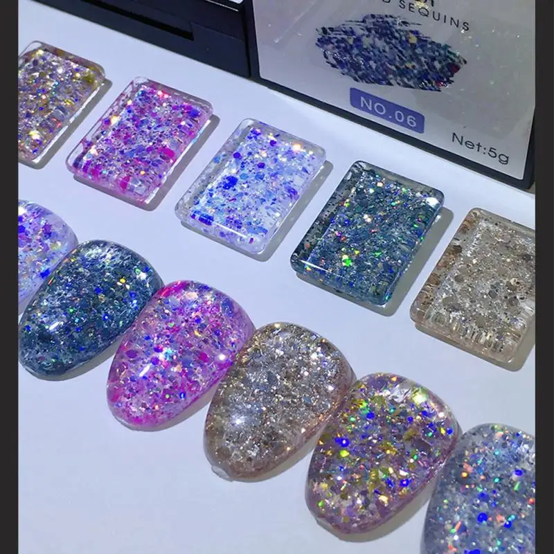 

False Nail Full Tips Polish Nail Solid Polish Gel With Glitter For Nails Art Manicure Shiny Glitters Nail Makeup Accessories