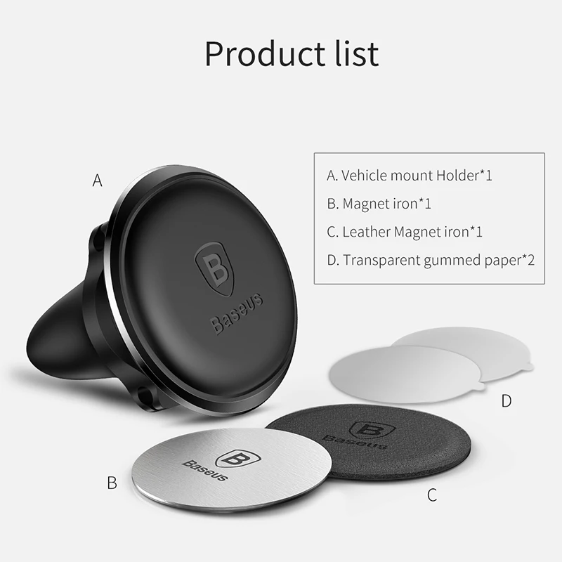 baseus magnetic car phone holder cable organizer air vent mount stand w cable clip for samsung xiaomi 360 rotation auto support free global shipping