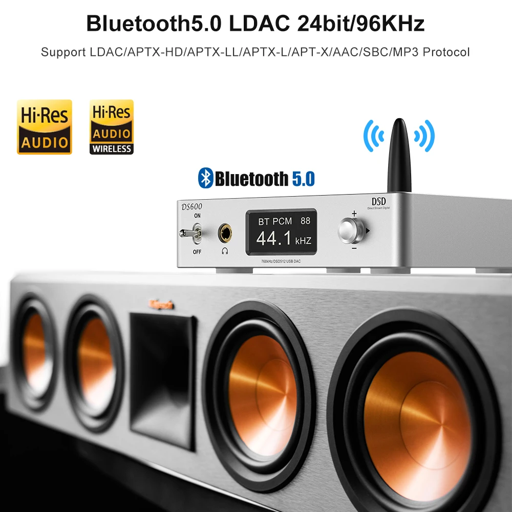 1mii ds600 bluetooth audio decoder aptx ll hd dac hifi stereo csr8675 digital amplifier 3 5 bluetooth receiver adapter for tv pc free global shipping