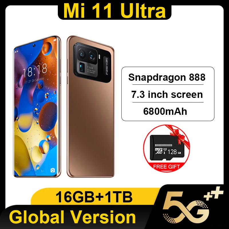 

Global Version Mi 11 Ultra 5G SmartPhone 16GB+1TB Qualcom 888 Dual Sim Unlocked Mobile Phones 7.3 Inch 64MP Telefone Inteligente
