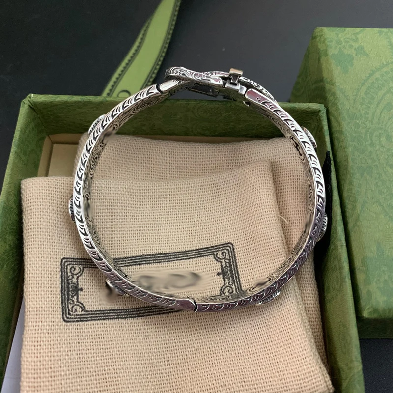 

Ag925 Sterling Silver Belt Buckle G Couples The Bracelet Luxury Brand Exquisite Fashion Retro charm Monaco Jewelry trend Gift