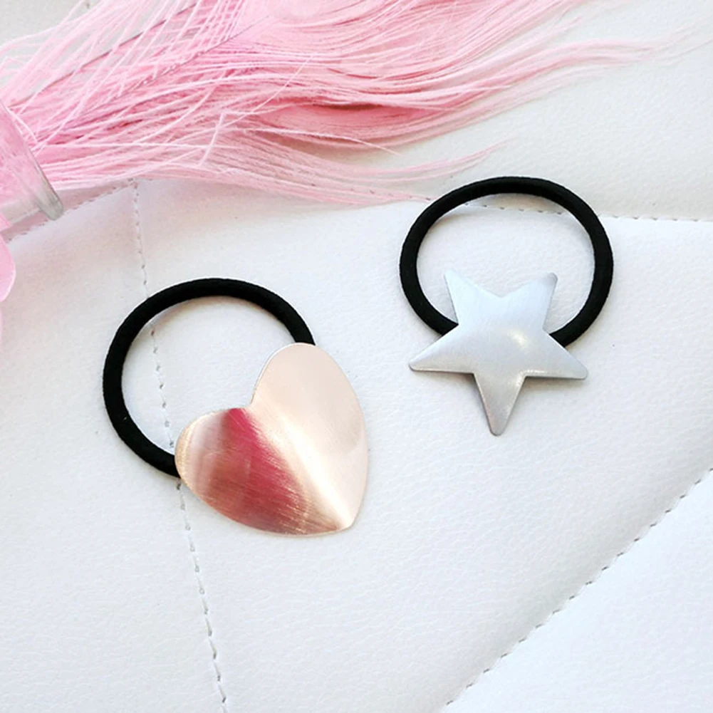 

Fashion Metal Elastic Hair Band Korea Hair Accessories For Girls Women Handmade Hair Tie Head Band Star Heart Hair Scrunchies