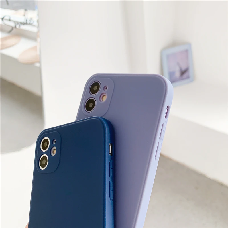 

Square Frame Matte Soft Silicone Phone Cover For iPhone 11 Pro Full Protection Back Case