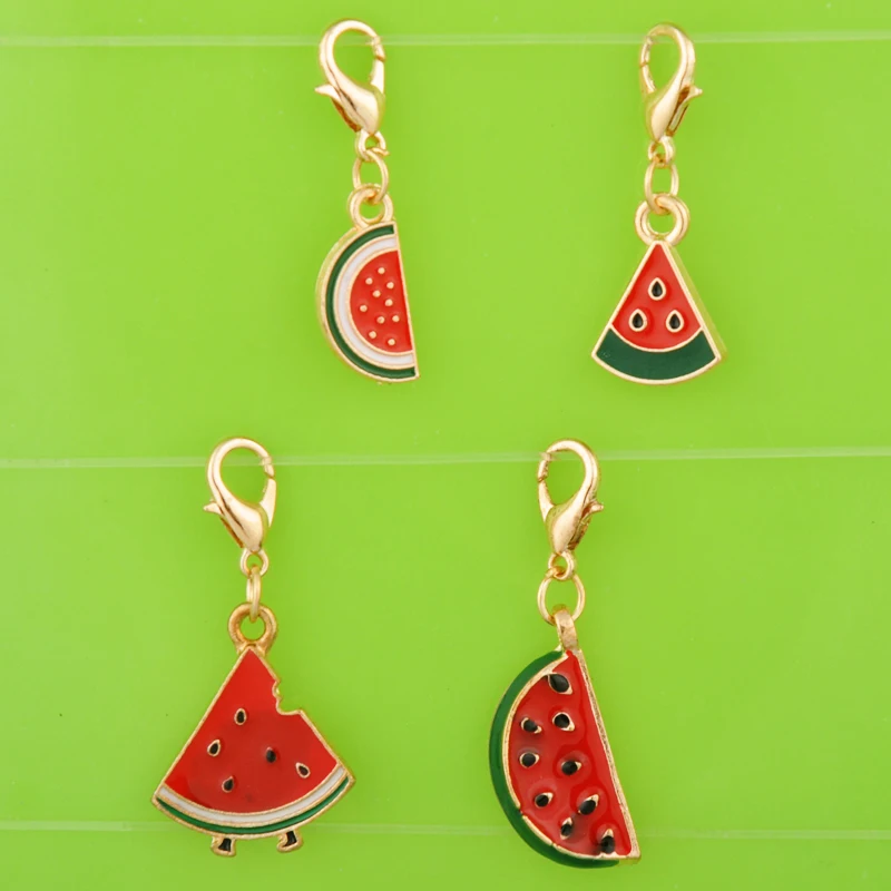 DIY Металлические Подвески с эмалью фруктовый арбуз подвески застежкой-лобстером
