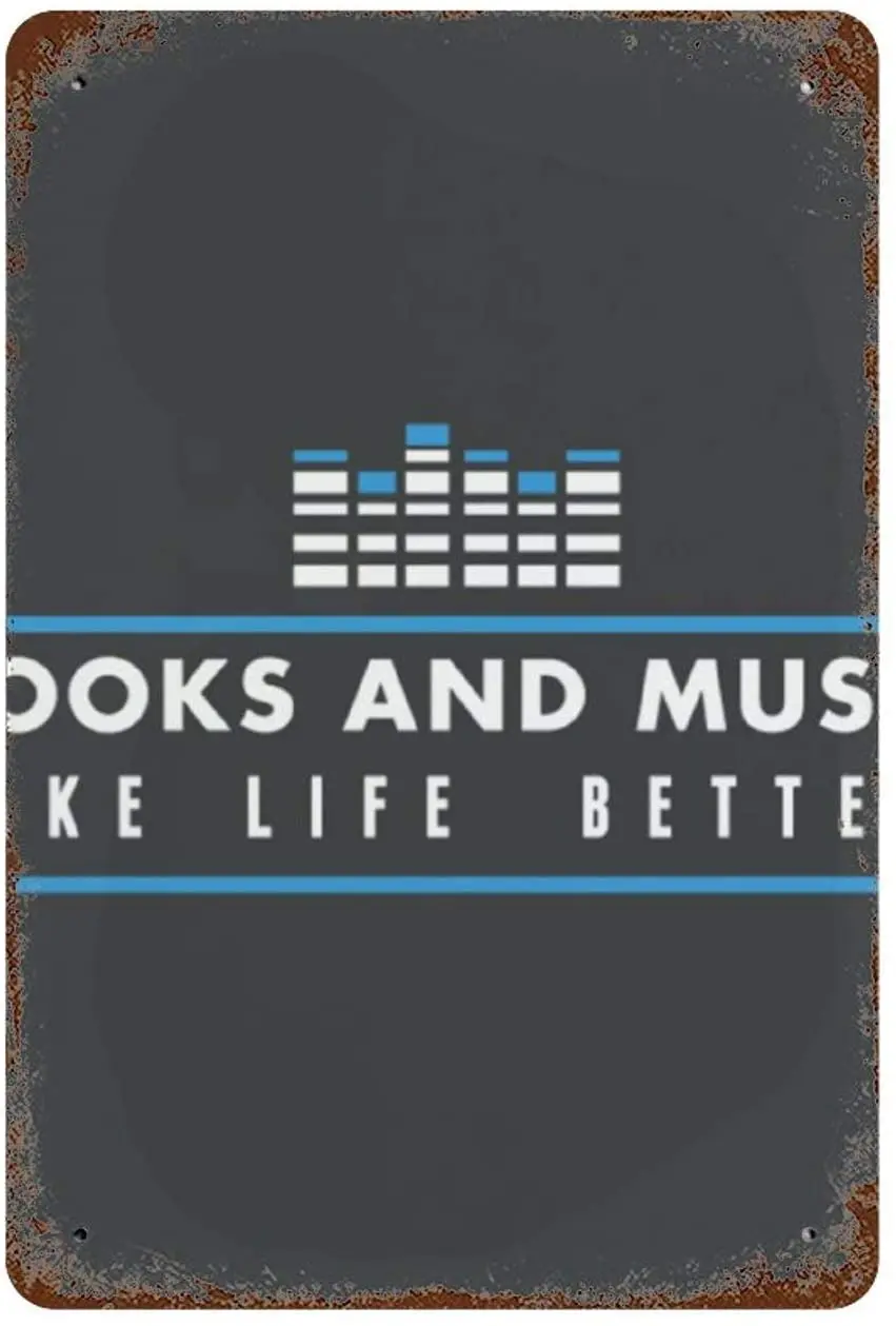 

Books and Music Make Life Better Vintage Metal Sign, Retro Tin Signs for Store, Bar, Home Decoration Retro Tin Sign for30X30CM