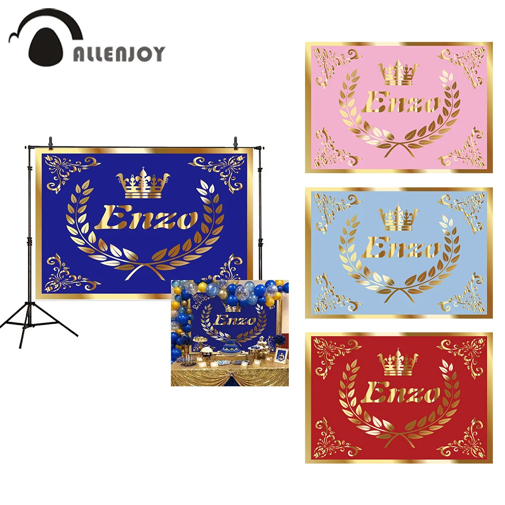 Allenjoy Фотофон с синим дном фон золотой короной и оливковой веткой задний в