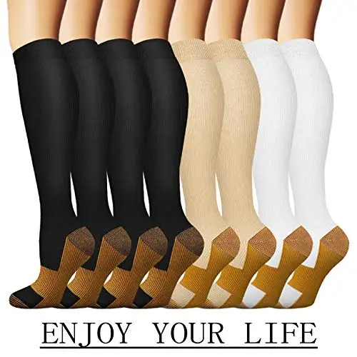 Медицинские носки Copper Compression для мужчин и женщин, 8 пар, для бега, походов, велоспорта и спортивных занятий, улучшение кровообращения, 15-20 мм рт.ст.