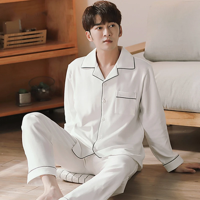 

Winter 100% Cotton Pijama for Men Dormir Lounge Sleepwear Pyjamas Gray Bedgown Home Clothes Man's PJs Cotton Pajamas Bedroom Set