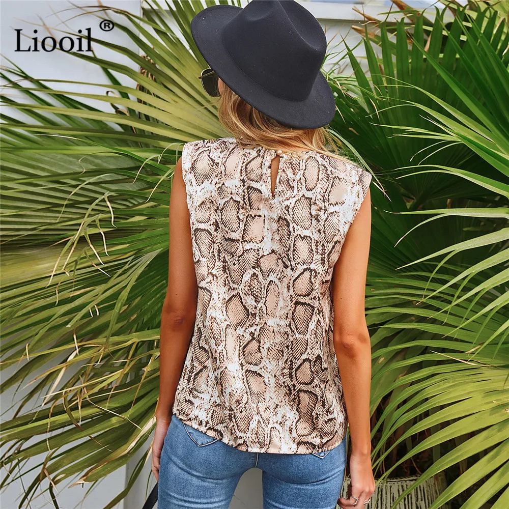 

Liooil Leopard Print Sleeveless Top T Shirt O Neck With Button Tshirts Womens Tops And Blouses Casual Summer 2021 Streetwear