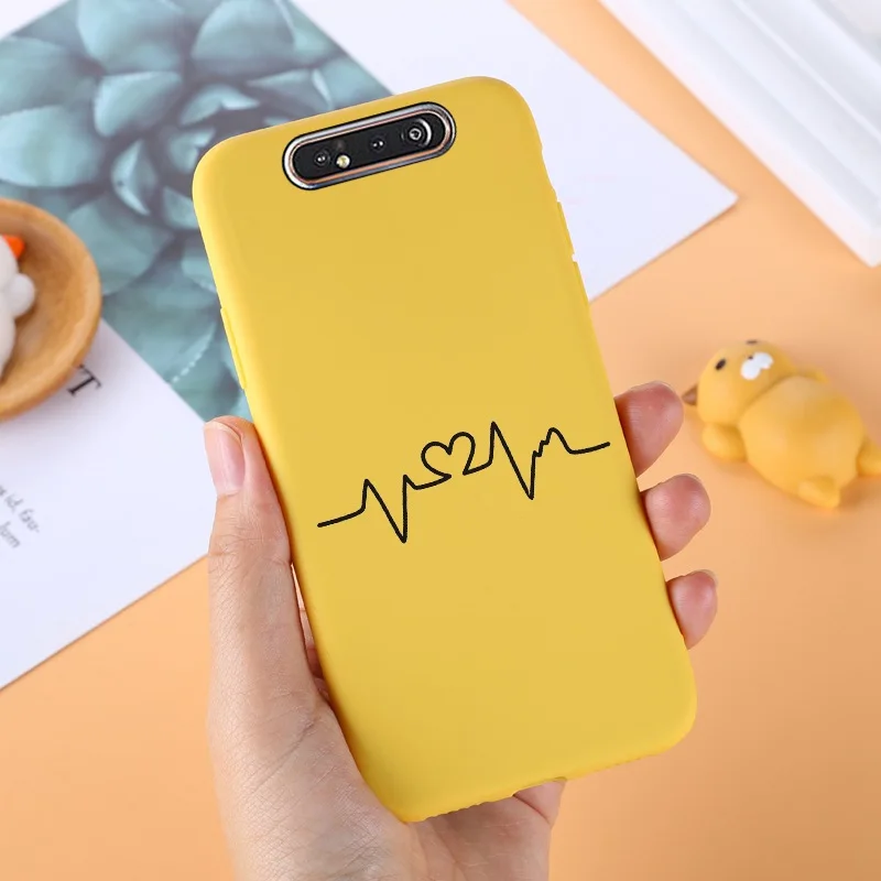 034 Yello ТПУ чехол для samsung Galaxy A80 силиконовый милый для samsung задняя крышка A 80 A805F A50 A70 A10 A20 A10S A40 протектор черный - Цвет: 034