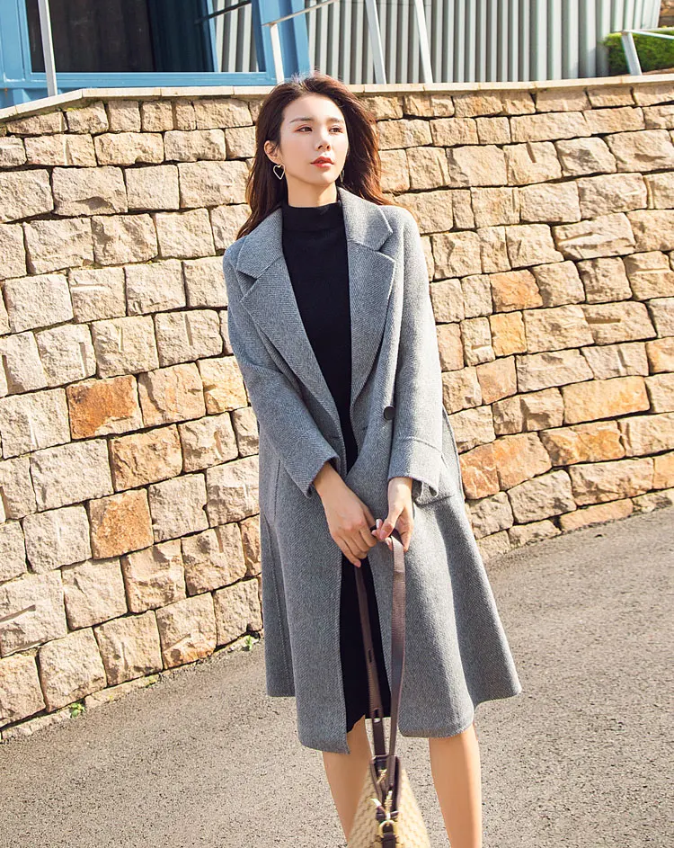 Новое Трендовое женское Шерстяное кашемировое пальто длинная куртка верхняя