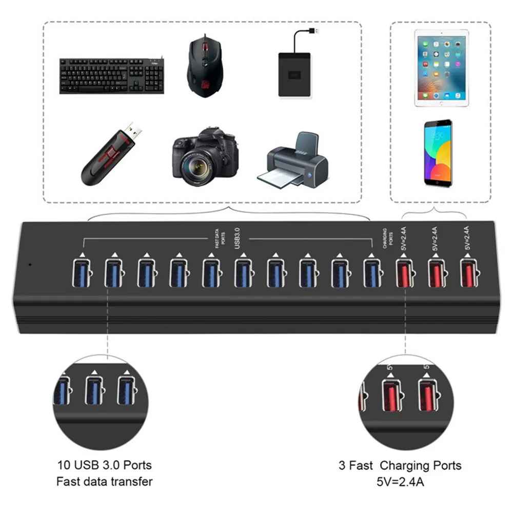 Usb-хаб зарядное устройство 3 0 USB C концентратор 13 портов высокоскоростной сплиттер