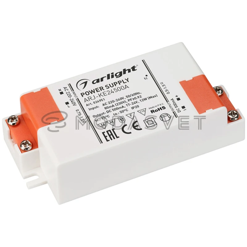 Блок питания ARJ-KE24500A (12W, 500mA, PFC) ( IP20 Пластик, 5 лет)
