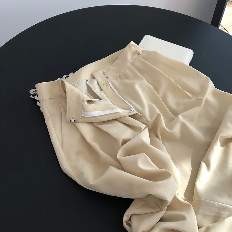 

TWOTWINSTYLE Minimalist Black Pant For Women High Waist Full Length Straight Zipper Trousers Females Summer Fashion 2021 Stylish