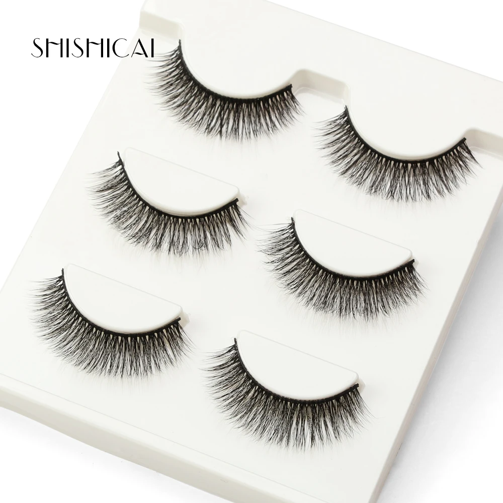 Искусственные норковые 3 пар/компл. 3D накладные ресницы ручной работы черные