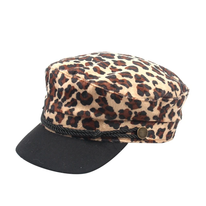 

Wholesale Handsome Leopard Print Visors Beret Fashion Female Autumn And Winter Retro Flat Visors