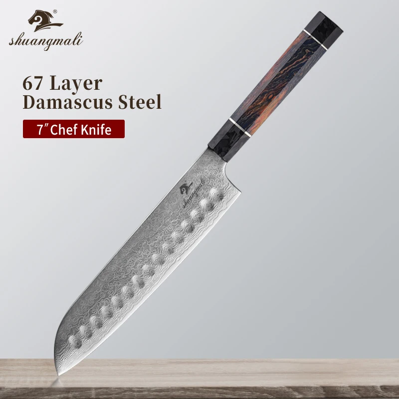 7 дюймов ножи шеф повара Santoku VG10 кованые Дамасские Стальные Кухонные острый