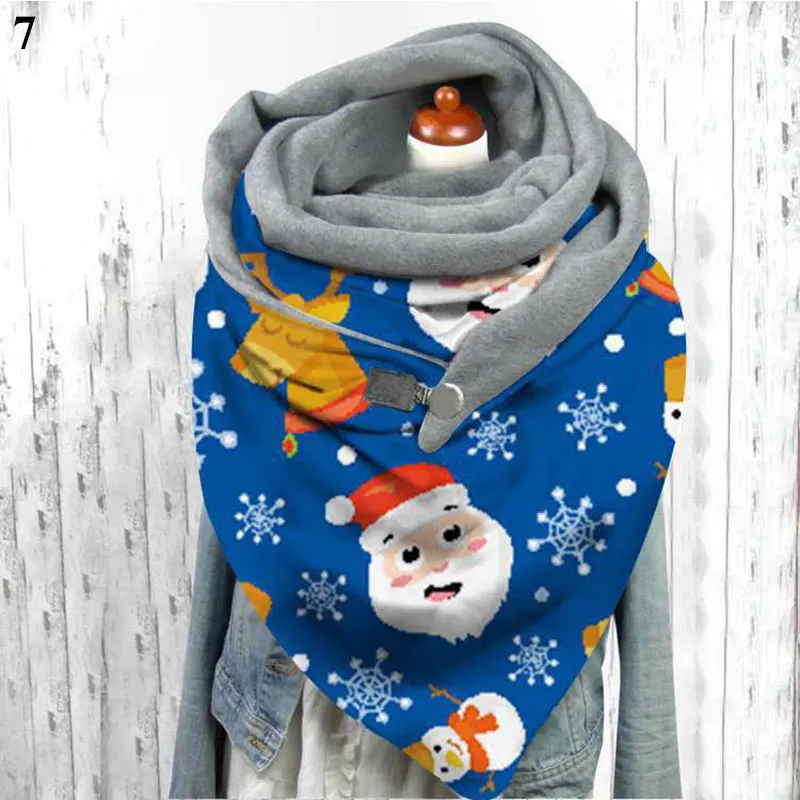 

Women Christmas Printing Scarf Plus Velvet Butterfly Pattern Multi-purpose Shawl Button Scarves Wraps Winter Christmas Scarf New