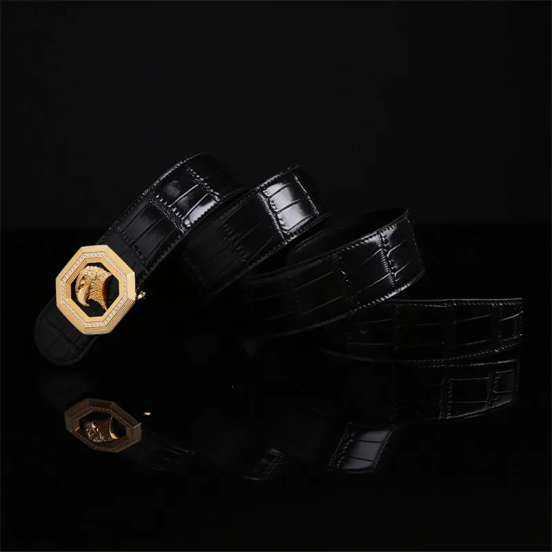 

2021 new Men leisure luxurious stainless steel buckle belt top leather crocodile pattern belt for Gentleman's cowhide belt