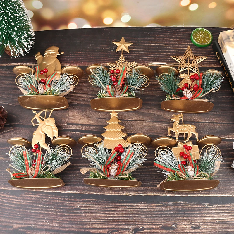 2021 Рождественский Железный Подсвечник свечи Санта-Клаус для гостиной настольное