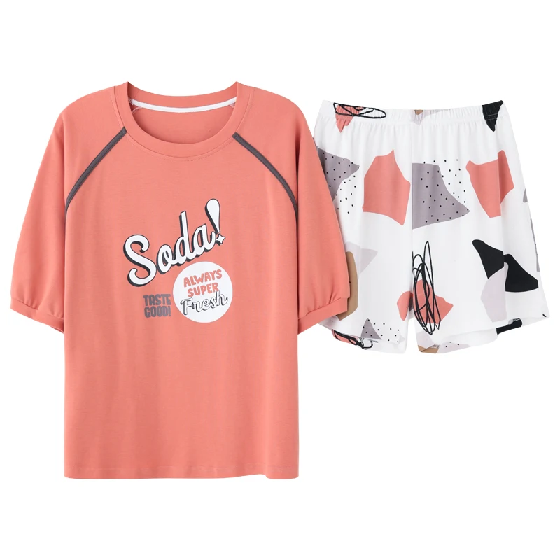 

BZEL 2021 New Pajamas Set For Women Summer Short Sleeves Shorts Cotton Sleepwear Sweet Nightwear Girl Pijama Comfortable Pyjamas