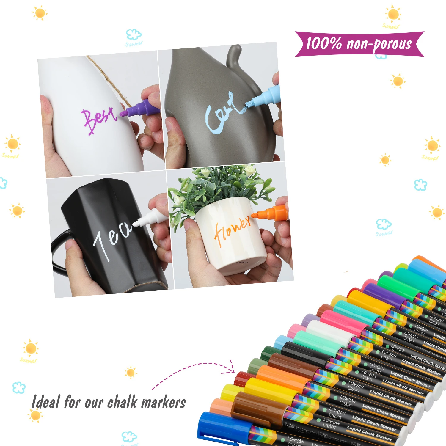 

5pcs White Liquid Chalk Markers 6mm Reversible Tips Liquid Chalk Marker Pen No Dry Erase Marker