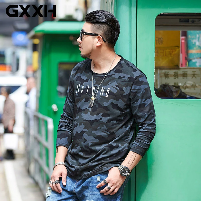 GXXH камуфляжная футболка 2019 Весна Осень Новая Мужская хлопковая большого размера