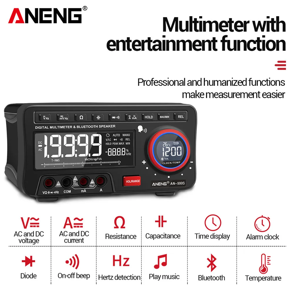 

Настольный голосовой мультиметр ANENG, тестер, Bluetooth, AN999S 19999 отсчетов, профессиональный цифровой измеритель истинного среднеквадратичного зн...