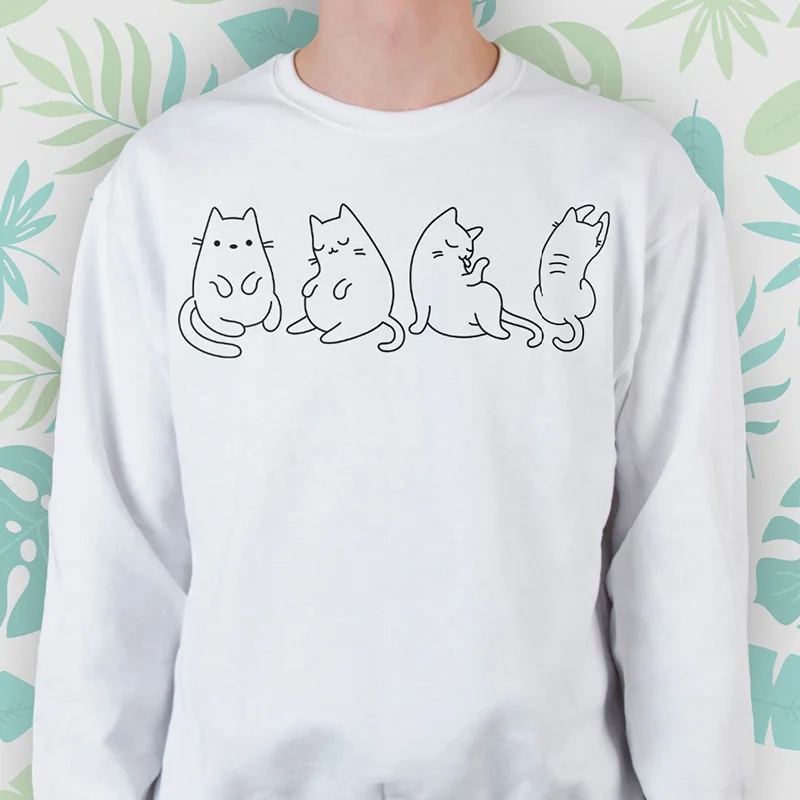 Свитшот женский с принтом Kawaii Kitty уличная одежда модный джемпер надписью Meow и