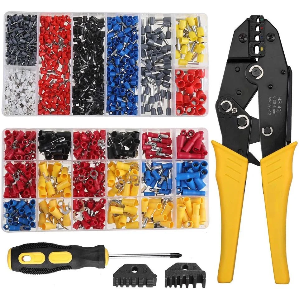 

HS-40J обжимные плоскогубцы из пяти частей с отверткой 370 шт. предварительно изолированные клещи холодного прессования 800 шт. набор трубок